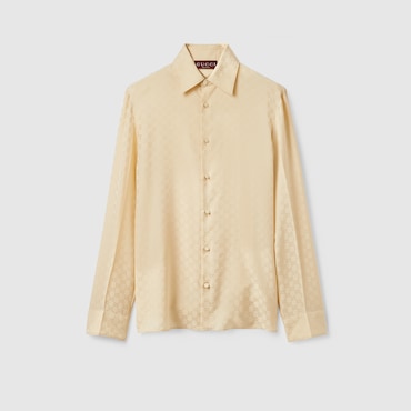 GUCCI GG Silk Jacquard Shirt, Size 54