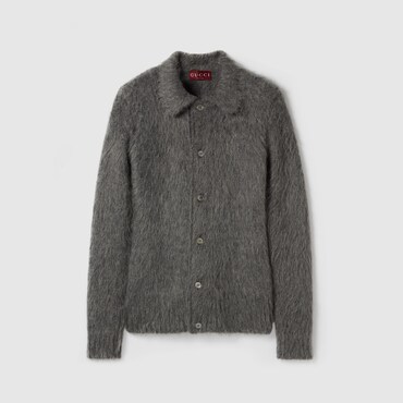 GUCCI Brushed Wool Mohair Cardigan, Size L