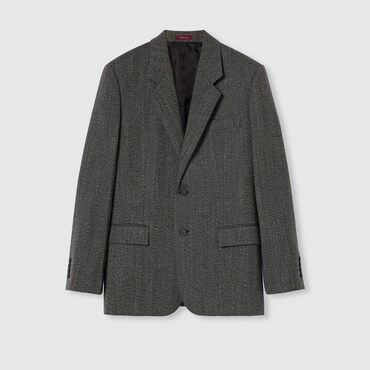GUCCI Wool Mouliné Jacket, Size 48 IT