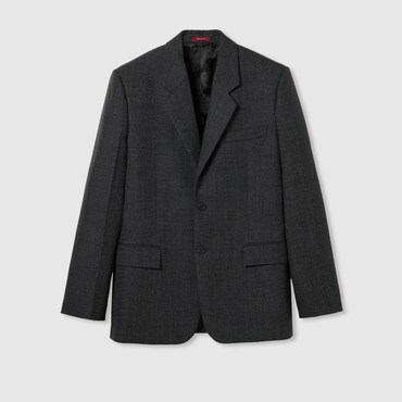 GUCCI Herringbone Wool Mouliné Jacket, Size 50 IT