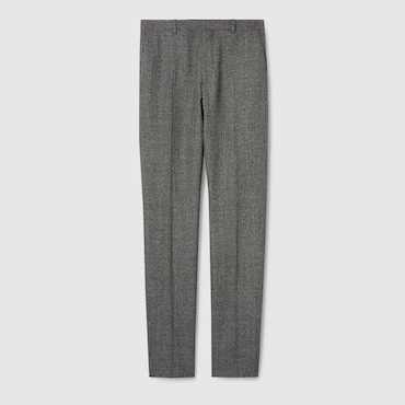 GUCCI Wool Mouliné Trousers, Size 48