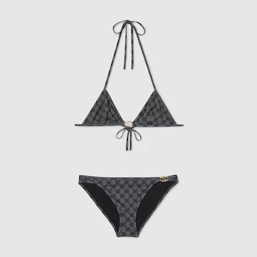 GUCCI Printed GG Stretch Jersey Bikini, Size L