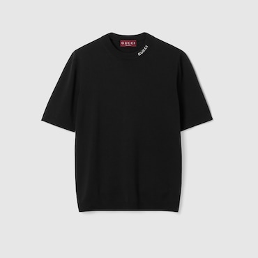 GUCCI Silk Cotton T-shirt With Intarsia, Size XXS