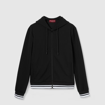GUCCI Technical Jersey Hooded Zip Jacket, Size S