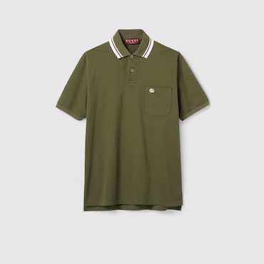 GUCCI Cotton Piquet Polo Shirt With Embroidery, Size L