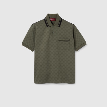 GUCCI GG Jersey Jacquard Polo Shirt, Size XL