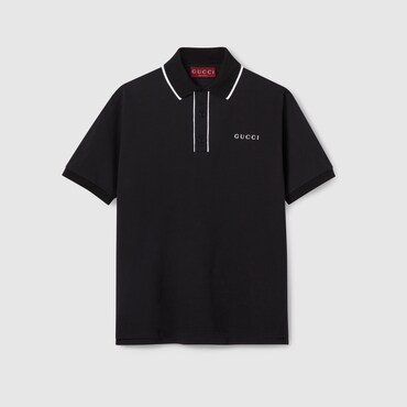 GUCCI Cotton Piquet Polo Shirt With Embroidery, Size M