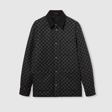 GUCCI Brushed GG Flannel Jacket, Size 44