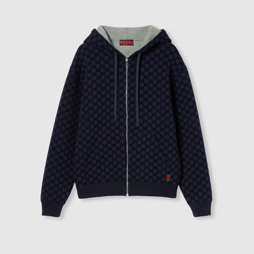 GUCCI Printed Double Jersey Viscose Zip Jacket, Size XL