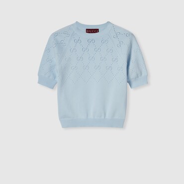 GUCCI GG Cotton Crewneck Top, Size L