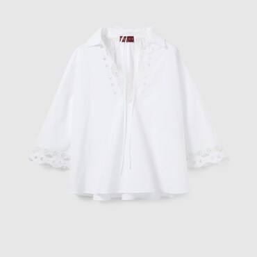 GUCCI Cotton Poplin Shirt With Embroidery, Size 38 IT