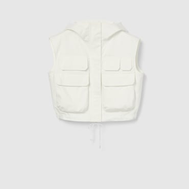 GUCCI Light Cotton Canvas Gilet With Embroidery, Size 38 IT