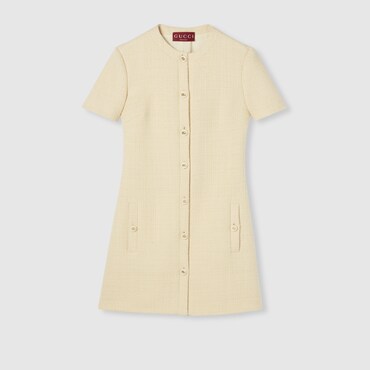 GUCCI Textured Wool Tweed Dress, Size 38 IT