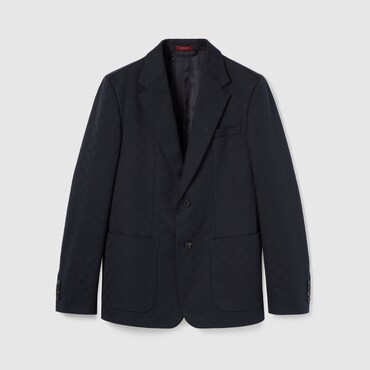 GUCCI GG Cotton Gabardine Jacquard Jacket, Size 50 IT