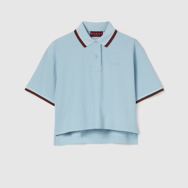GUCCI Cotton Piquet Polo Shirt With Web, Size M