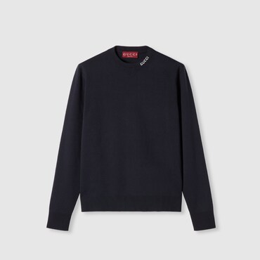 GUCCI Silk Cotton Knit Sweater With Intarsia, Size S