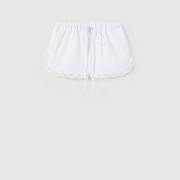 GUCCI Cotton Poplin Shorts Wth Embroidery, Size 46 IT