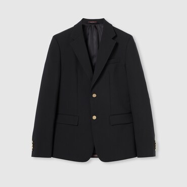 GUCCI Single-breasted Wool Jacket, Size 48 IT