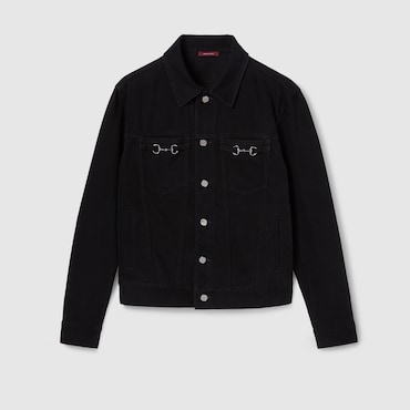 GUCCI Cotton Denim Jacket With Horsebit, Size 48 IT