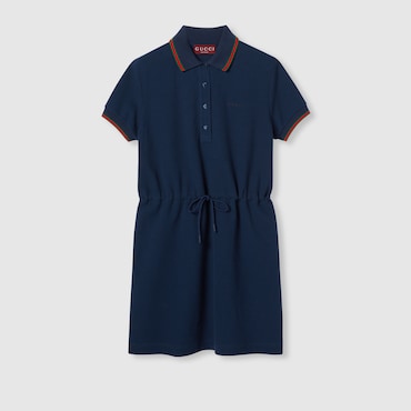 GUCCI Cotton Piquet Polo Dress With Web, Size L