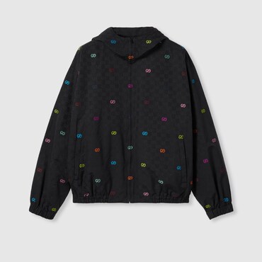 GUCCI GG Cotton Ripstop Zip Jacket, Size 46