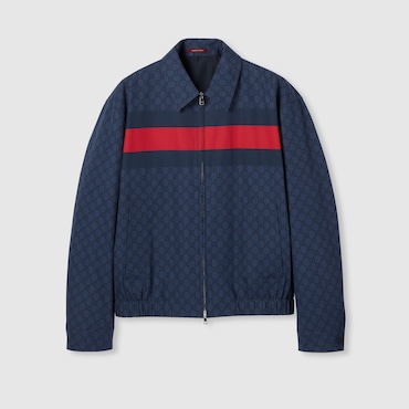 GUCCI GG Cotton Poplin Jacket With Web, Size 46