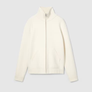 GUCCI Wool Cashmere Piquet Knit Zip Jacket, Size L