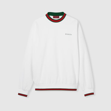 GUCCI Sweat-shirt En Piqué De Coton Avec Bande Web, Taille XXXL