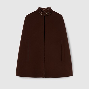 GUCCI Silk Wool Cape With Horsebit, Size 38 IT