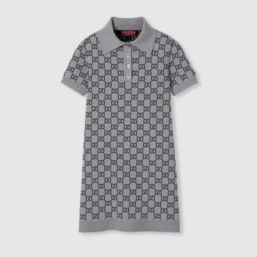 GUCCI GG Wool Jacquard Polo Dress, Size L