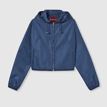 GUCCI Chaqueta de Gabardina con Logotipo de Metal, Talla 46 IT