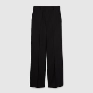 GUCCI Pinstripe Wool Jacquard Pants, Size 44 IT