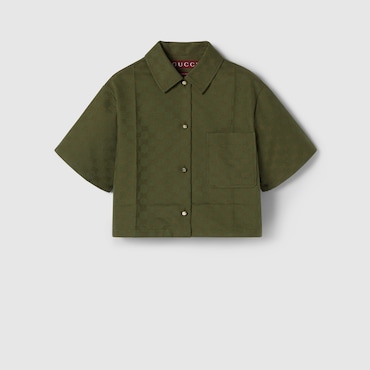 GUCCI GG Cotton Gabardine Shirt, Size 36 IT