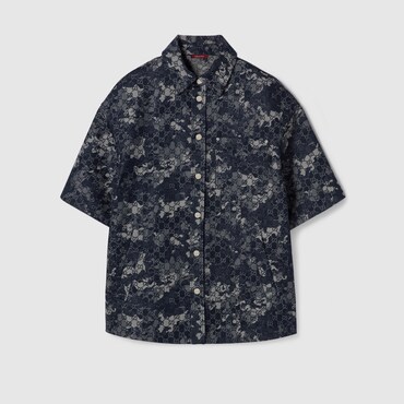 GUCCI GG Jacquard Denim Shirt, Size 44 IT
