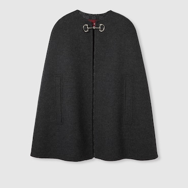 GUCCI Mantella In Lana E Seta Con Morsetto, Taglia 38 IT