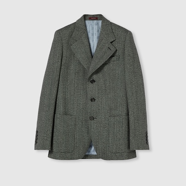 GUCCI Veste En Laine Moulinée À Chevrons, Taille 44 IT