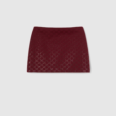 GUCCI GG Canvas Skirt With Crystals, Size 44 IT