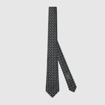 GUCCI Cravatta In Seta Jacquard Con Morsetto