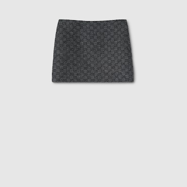 GUCCI GG Boutonné Wool Tweed Skirt, Size 44 IT