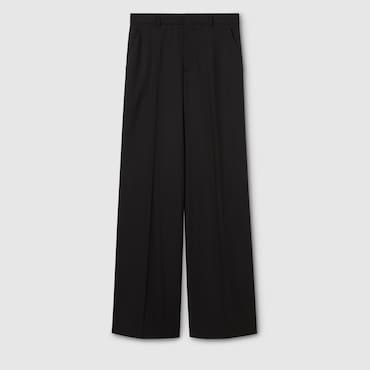GUCCI Light Wool Trousers With Embroidery, Size 46 IT