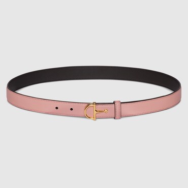 GUCCI Thin Belt With Half-Horsebit Buckle, Size 80