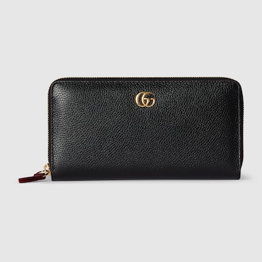 GUCCI Bi-color GG Marmont Zip Around Wallet, Black