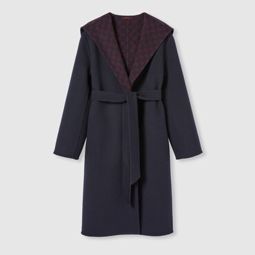 GUCCI Reversible Wool Silk Hooded Coat, Size 42 IT