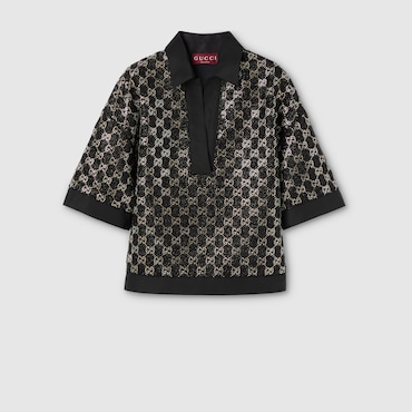 GUCCI Haut En Tweed De Laine En Lamé, Taille 36 IT