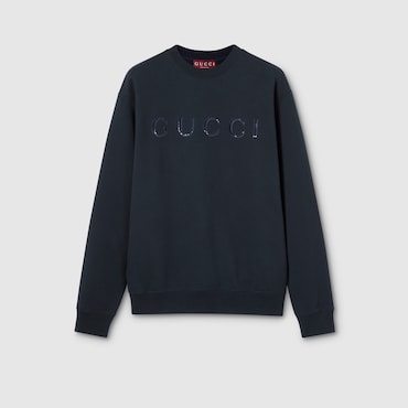 GUCCI Cotton Jersey Sweatshirt With Embroidery, Size XS