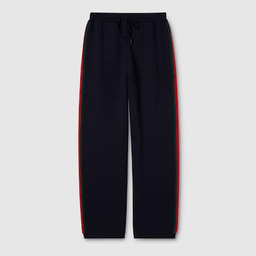 GUCCI Stitch Wool Leisure Trousers With Web, Size XXS
