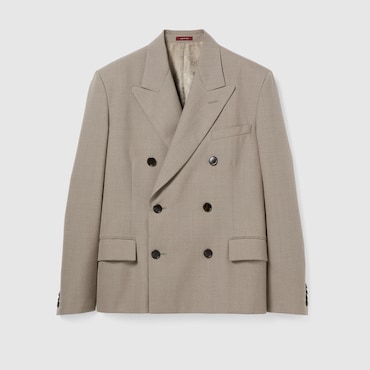 GUCCI Double-breasted Wool Mouliné Jacket, Size 40 IT