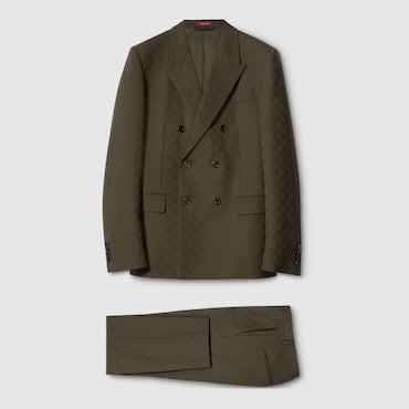 GUCCI GG Wool Jacquard Suit, Size 52 IT