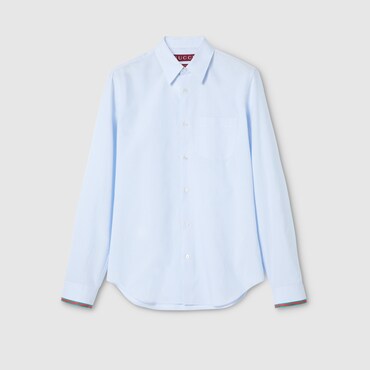 GUCCI Striped Cotton Shirt With Web, Size 17+