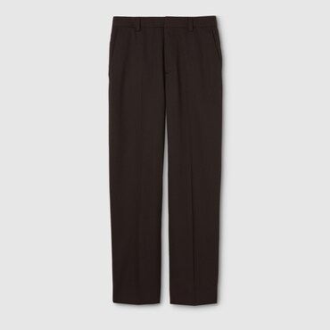 GUCCI Wool Grain De Poudre Trousers, Size 56